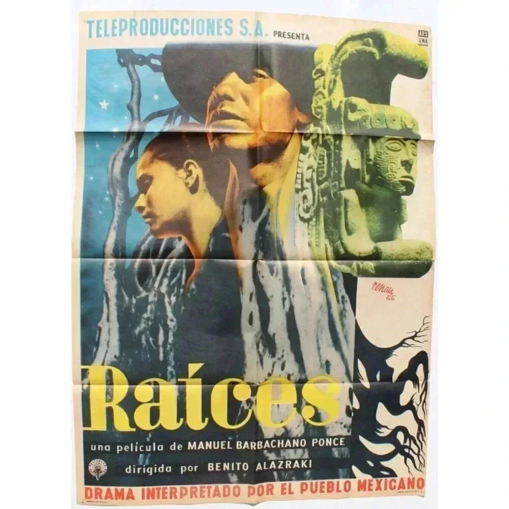 Vtg Mexican Movie Poster 1955 RAICES (Beatriz Flores / Juan De La) Art By Renau